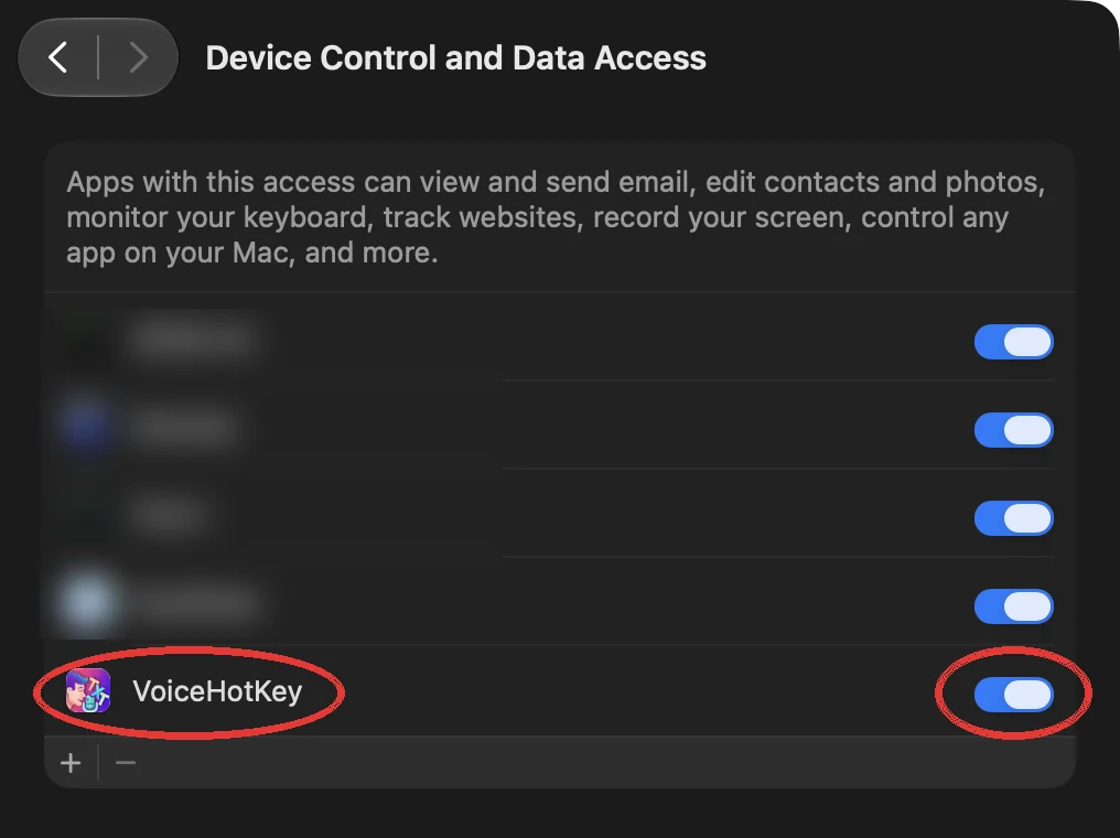 Impostazioni di Sistema con VoiceHotKey attivata
